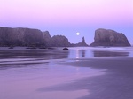 Moonset over Coquille Point  Oregon Islands  Ore