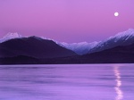 Moonset over Hood Canal  Olympic Mountains  Seab